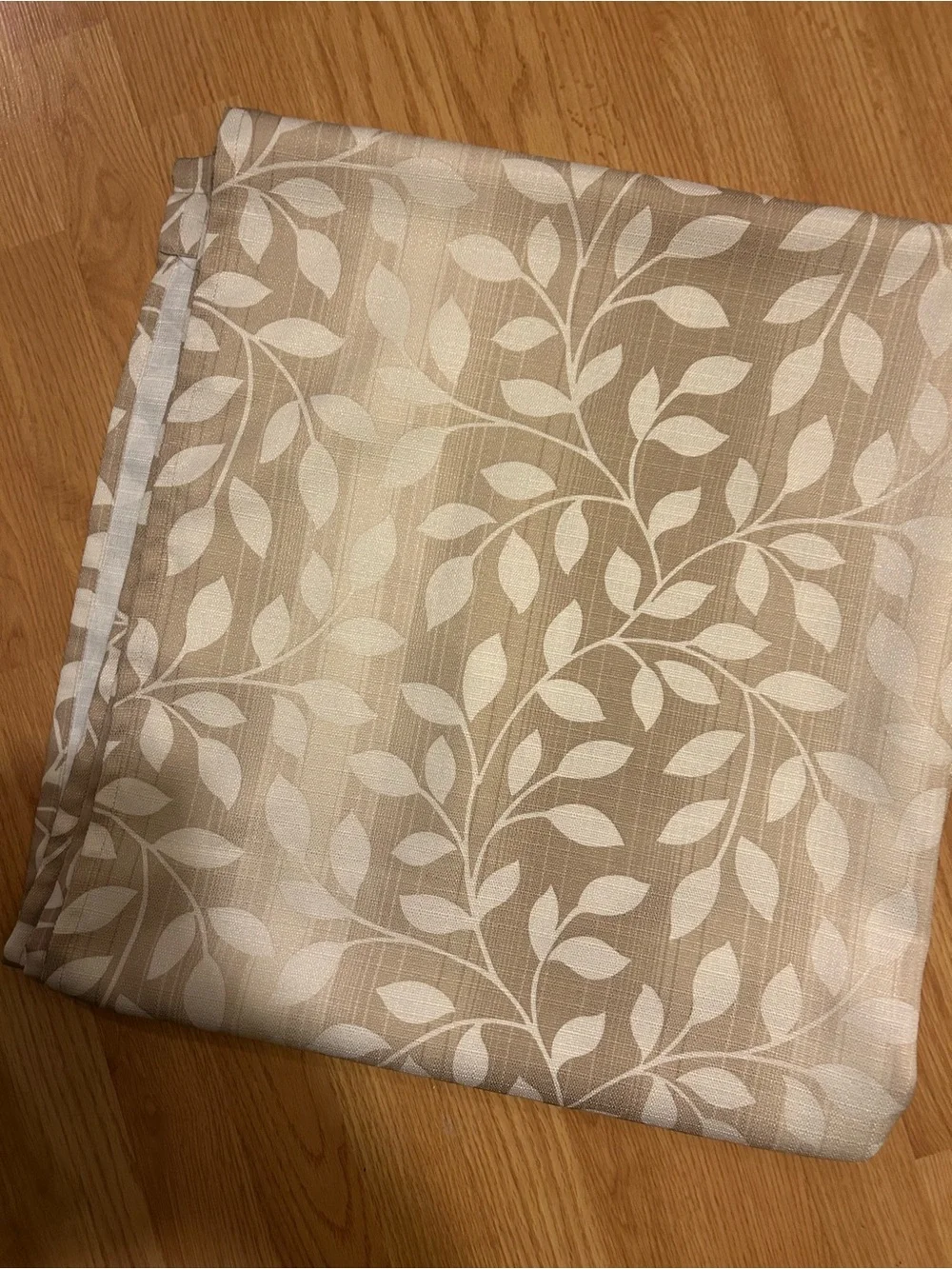 Neutral Leaf-Pattern Window Curtain Panel - Beige/Cream